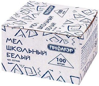 Набор мела белый 100шт ПИФАГОР квадратный