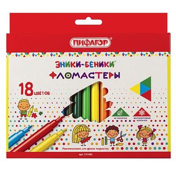 Фломастеры 18цв "ЭНИКИ-БЕНИКИ" ПИФАГОР вентилируем.колпачок 1/6