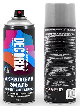 Аэрозольная эмаль "металлик" DECORIX серебро  520мл/12шт М 303