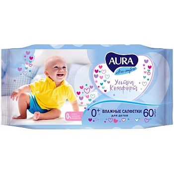Салфетки влажные AURA ULTRA COMFORT с клапаном (уп.200шт)