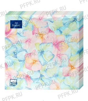 Салфетки бумажные DESNA BOUQUET "Акварельная гортензия" 33*33 3-слойные 20листов/12шт
