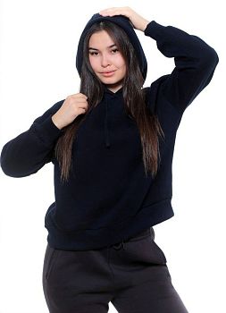 Толстовка ЖЕН. САМО начес 3-х нитка,капюшон,темно-синяя 17050 р.M-3XL 5/45 *
