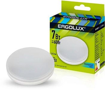 Лампа свет. Ergolux LED GX53 7W 4500K 4K матовая 74*22 10/10
