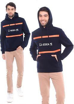 Толстовка МУЖ. САМО начес,капюшон,темно-синий 8040 р.M-3XL 5/30 *