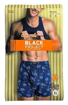 Трусы М. 1шт. BLACK  PROJEST 532 100%хлопок L-3XL 4/240