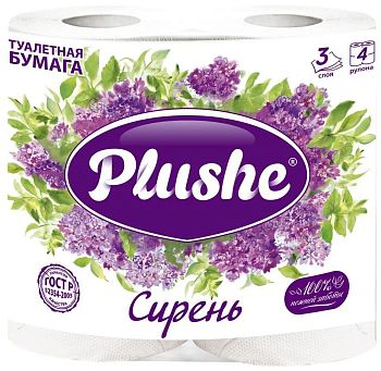 Т/бумага 3-сл. "Plushe Делюкс"(уп.4рул,15м) Сирень /12шт