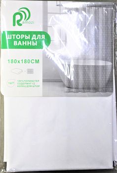 Штора для ванной 180*180см. полиэстер. цвет белый Арт. 5762