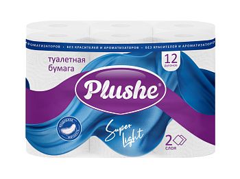 Т/бумага 2сл. "Plushe Super Light"(уп.12рул,13,68м) Белая 8/?