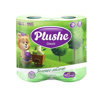 Т/бумага 2-сл. "Plushe"(уп.4рул,18м) Зелёное яблоко (0171)12шт
