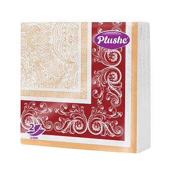 Салфетки бумажные 2-сл. "Plushe Premium Decor "33*33 (9799) микротиснение 20 в уп (красный)