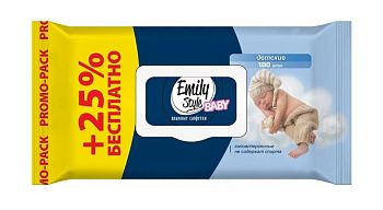 Салфетки влажные Emily Style (уп 80шт+20шт) детские с клапаном 8176 1/14