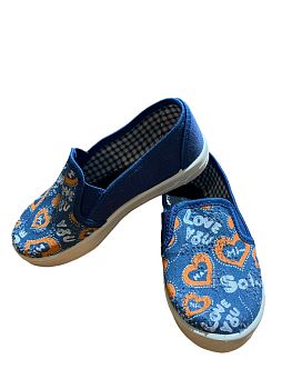 Кеды детские. ФЛОРА джинсовые, оранжевое сердце,синий р.30-35 6пар 