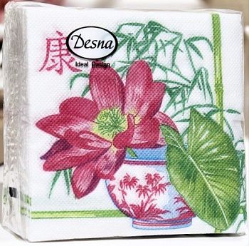 Салфетки бумажные DESNA DESIGN "Лотос" 24*24 1-слойные 40листов/32шт