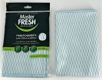Салфетка микрофибра для стекол и зеркал Master FRESH с антистатическим эффектом 1шт 40*40 1/?