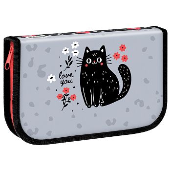 Пенал 1 отд 200*130 "Black Cat with Flower" ламинир. картон