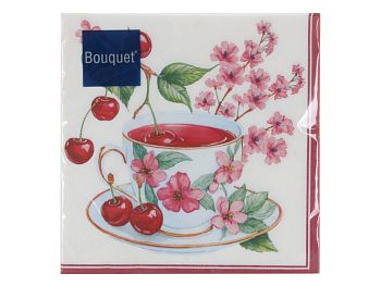 Салфетки бумажные DESNA BOUQUET "Вишневый чай" 33*33 3-слойные 20листов/12шт