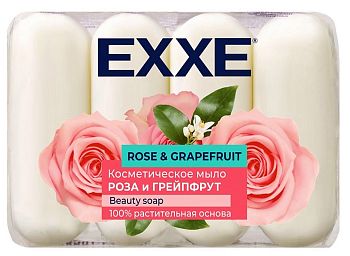 Мыло туалетное EXXE "Роза и грейпфрукт",4шт * 70г (флоу-пак) 1/12