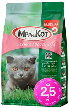 МЕРКУРИЙ Корм для кошек Mr.Cat "нежный лосось" 2,5кг 1/4 Средний
