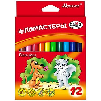 Фломастеры 12цв Гамма"Мультики" смываемые 120822_12