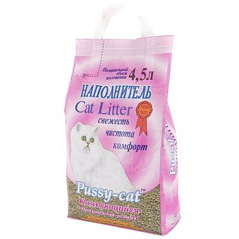Наполнитель Pussy -cat комкующийся Прасковейский розовый 4,5 литров /3шт