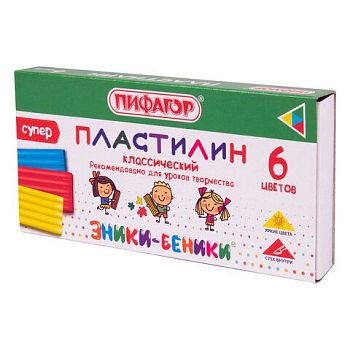 Пластилин  6 цветов "ЭНИКИ-БЕНИКИ Супер" ПИФАГОР 120г со стеком 1/16 106428
