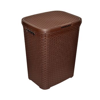 Корзина для белья 40л Ротанг (с декором) коричневый 184001  1/3