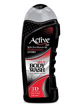 Гель для душа ACTIVE Иран д/мужчин парфюмир. с витам В5 "Спорт 3D"Natural Black 400мл () 1/16