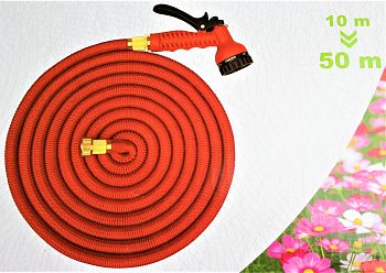 Шланг полив.Растяг.50м перех.+Пистолет 3/4 (50F) КРАСНЫЙ 