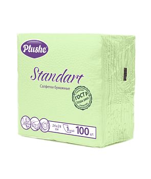 Салфетки бумажные 1-сл. "Plushe Стандарт " 24*24 микротиснение (9775) 10 в уп (салат паст)