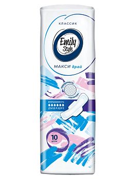Прокладки гигиен.Emily Style Classic критика МАКСИ ДРАЙ толстые с крыльями 10 шт 1/?