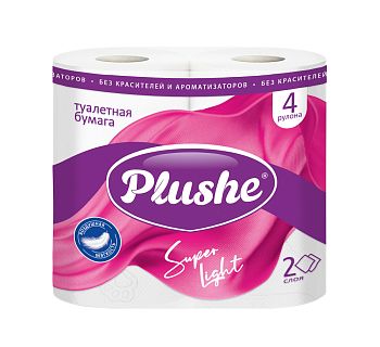 Т/бумага 2сл. "Plushe Super Light"(уп.4рул,15м) Белая (1222) 12/144