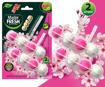 Блок освежитель д/унитаза Master FRESH GOLD DUO EFFECT 5в1 САКУРА, 2шт 1/24 С0007430
