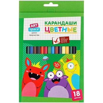 Карандаши 18 цветов "Монстрики" картонная упаковка 