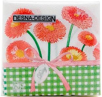 Салфетки бумажные DESNA DESIGN "Маргаритки" 24*24 1-слойные 40листов/32шт