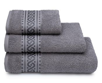 Полотенце мах. 70*130 серый цв.17-3911 8/2шт. Донецкая Мануфактура 420г/м2
