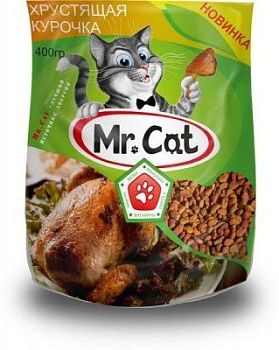 Корм для кошек Mr.Cat "хрустящая курочка" 0,4кг 1/16 Маленький
