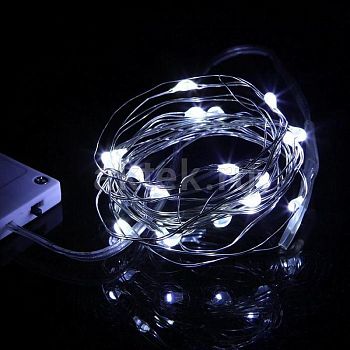Эл.гирлянда КАПЛЯ РОСЫ 20LED 2м БЕЛАЯ (батареи) 1/200