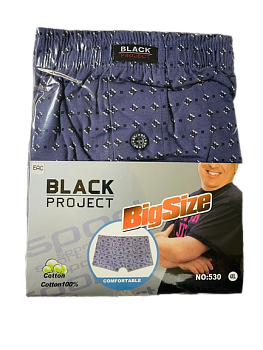 Трусы М. 1шт. BLACK  PROJEST 530 100%хлопок 4XL-6XL 3/20