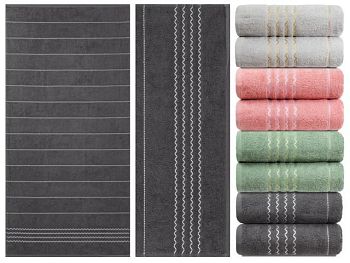 Полотенце мах. с бордюром 50*90 темно-серый "Зигзаг" J-369 1637/1 Нежный сон по 5шт 360г/м2