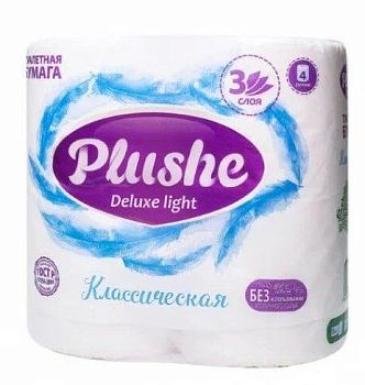 Т/бумага 3-сл. "Plushe Делюкс Лайт Классическая"(уп.4рул,15м) Белый /12шт
