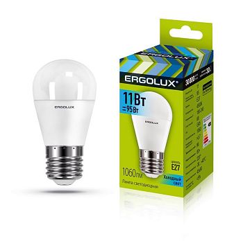 Лампа свет. Ergolux LED G45-11W-E27-4K 10/10