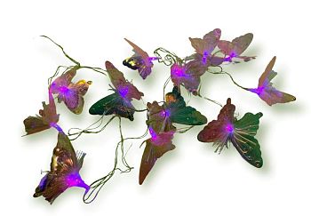 Эл.гирлянда 12LED БАБОЧКА 5м 2004 РОЗОВЫЙ 1/24
