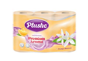 Т/бумага 3-сл. "Plushe Premium  Aroma Orange Blossom"(уп.6рул,15м) персиковая ароматизированна 16/шт