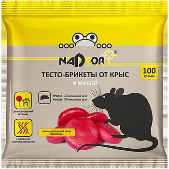 Nadzor тесто-брикет от мышей и крыс 100г /50шт