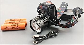 Фонарь на голову HT-1005 1LED,аккум 1/50