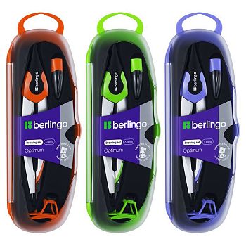 Готовальня 3 предмета Berlingo " Optimum ", циркуль 135мм пластиковый футляр 1/12