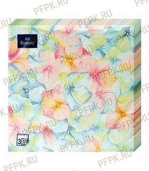 Салфетки бумажные DESNA BOUQUET "Акварельная гортензия" 33*33 3-слойные 20листов/12шт