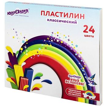 Пластилин 24цв "Юный волшебник" Юнландия 480г,со стеком 1/5