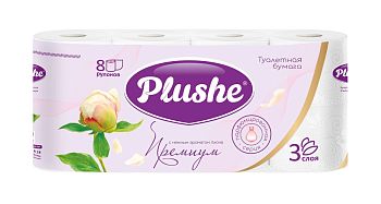 Т/бумага 3-сл. "Plushe Premium Aroma Peony&Powder"(уп.8рул,15м) (3002) Пион/8шт