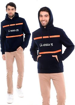 Толстовка МУЖ. САМО начес,капюшон,темно-синий 8040 р.M-3XL 5/30 *